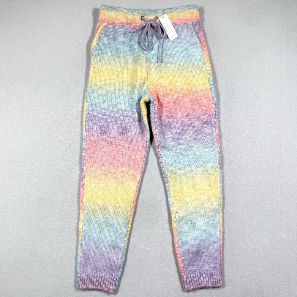Frankies Bikinis Pants Womens Medium Frank Knit Sweatpants Tie Dye Rainbow NWT